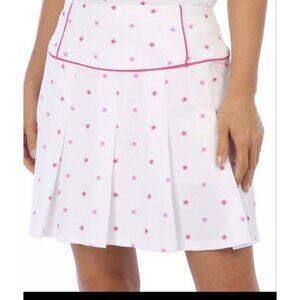 NWT Nanette Lepore Tennis Golf Skirt White Pink Pleated Skort Skirt Sz L